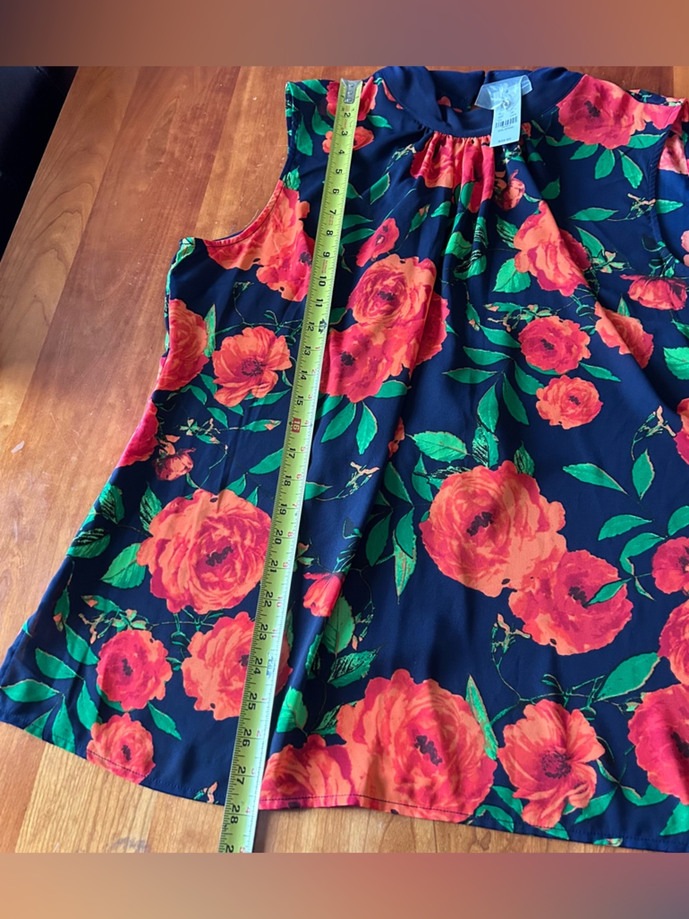7th Avenue New York & Company floral high neck tank with bow XL - Picture 7 of 8
